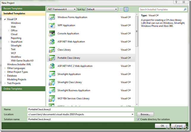[Visual Studio]Build Reusable Cross-Platform Assemblies with the Portable Class Library Template
