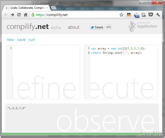 [Web][.NET Resource]Write Simple C# Code Online with compilify.net
