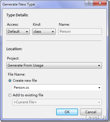 [VS 2010]Generate From Usage