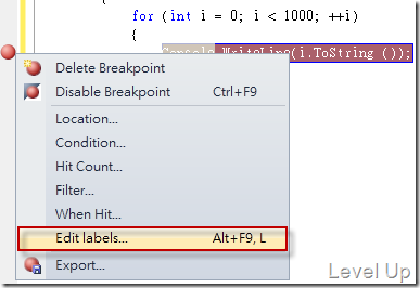 [Visual Studio]Visual Studio 2010 New Feature-Breakpoint Labeling、Searching、Import/Export