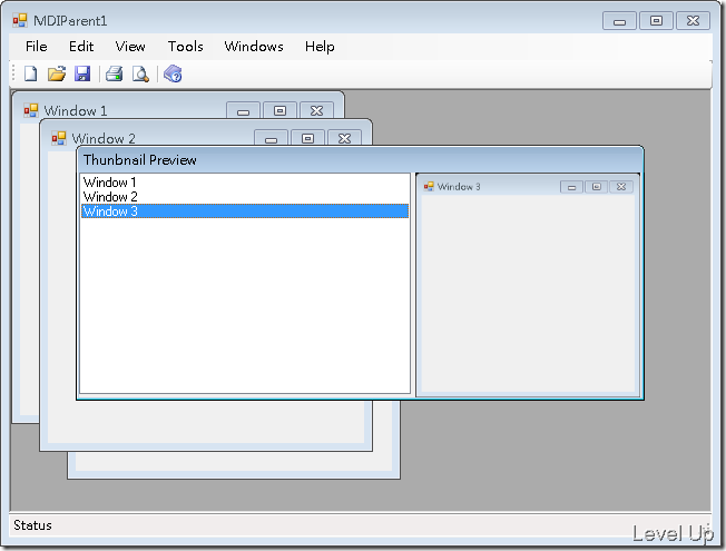 [VB.NET]MDI Thumbnail Preview