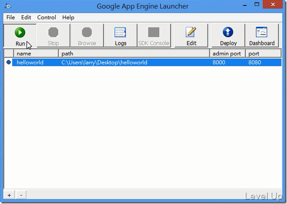 Run application with Google App Engine Launcher