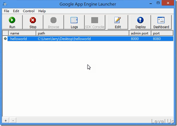 Run application with Google App Engine Launcher