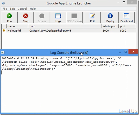 Run application with Google App Engine Launcher