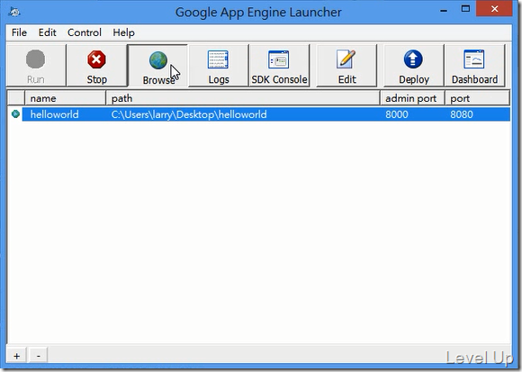 Run application with Google App Engine Launcher
