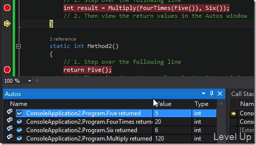 Visual Studio 2013 RC New Feature - Method return value inspection
