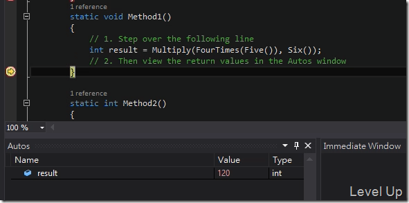 Visual Studio 2013 RC New Feature - Method return value inspection