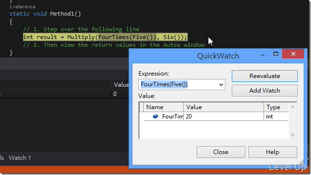 Visual Studio 2013 RC New Feature - Method return value inspection