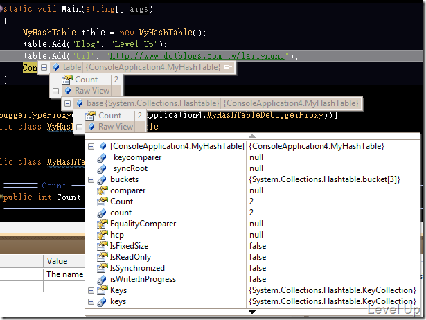 [C#][Visual Studio]Customize Debug Info with DebuggerTypeProxyAttribute
