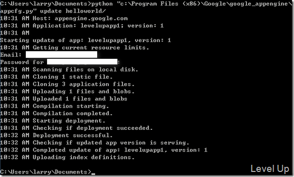 Deploy Google App Engine's Application to cloud with appcfg.py