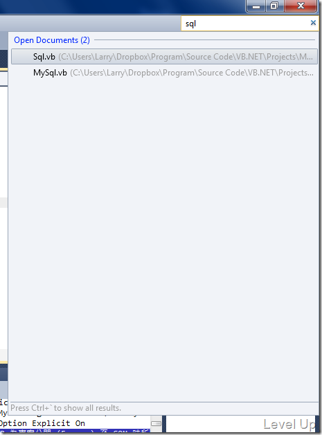 [Visual Studio]Visual Studio 2011 Preview New Feature - Quick Launch