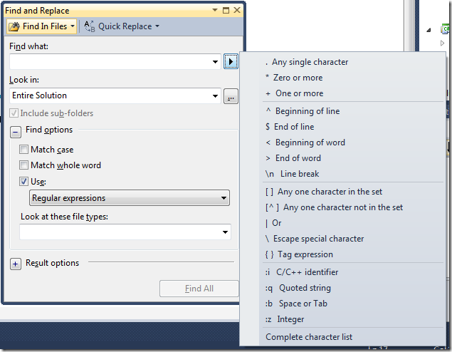 [Visual Studio]Visual Studio 2011 Preview New Feature - .NET Framework regular expressions