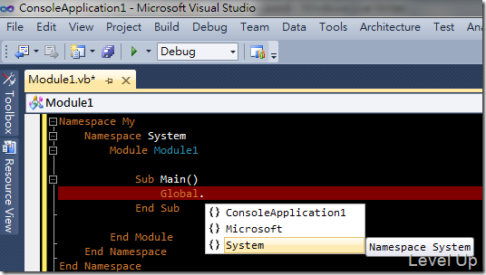 [Visual Studio]VB 11.0 New Feature - Namespace Global