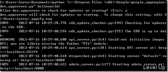 Run Google App Engine's application with dev_appserver.py