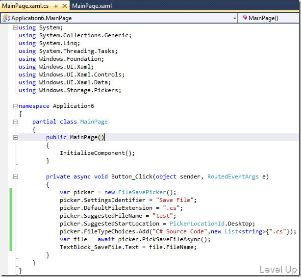 [WinRT][C#]Windows.Storage.Pickers.FileSavePicker