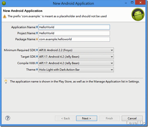 Create your first android app with eclipse
