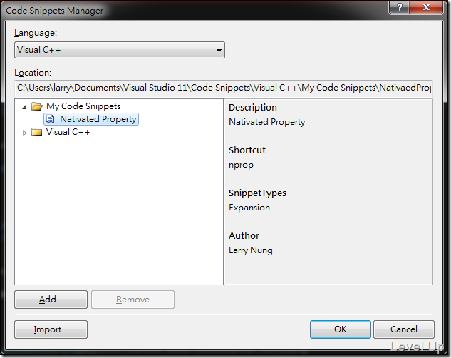 [C++]C++ Nativated Property Code Snippet