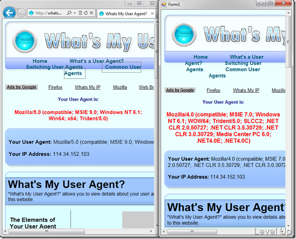 [C#]Set the User Agent Version for the WebBrowser Control
