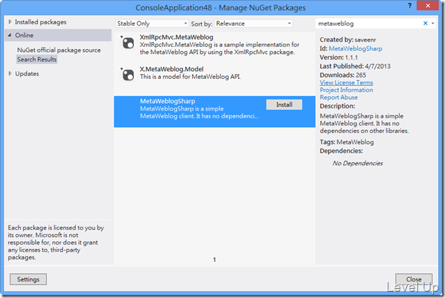 How to use MetaWeblogSharp