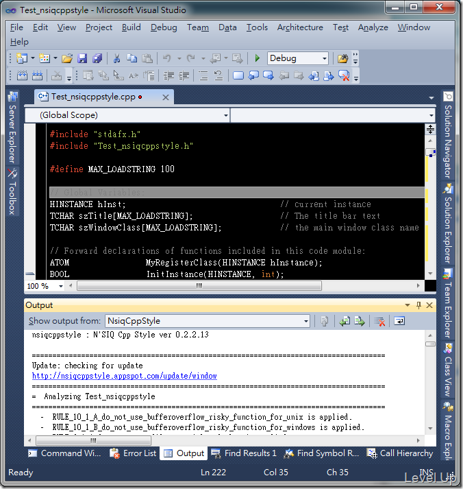 [C++]Check C/C++ Coding Style with nsiqcppstyle