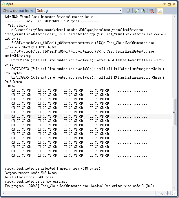 [C++]Detect Memory Leaks with Visual Leak Detector for Visual C++ 2008/2010