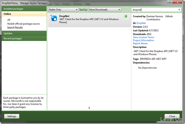 [C#]DropBox Development Series - DropBox OAuth Authentication with DropNet