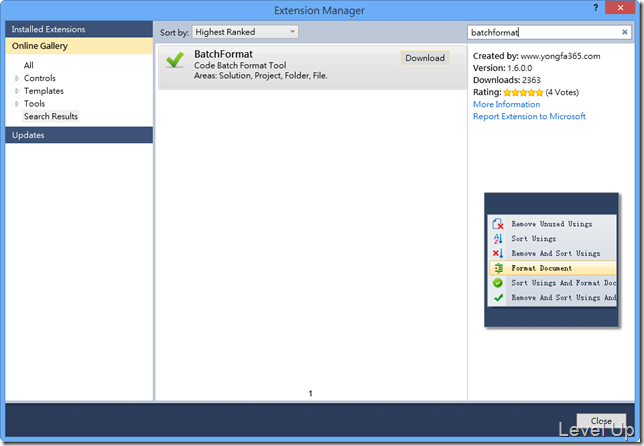 [.NET Resource][Visual Studio]Batch-Format Code and Organize Usings with BatchFormat