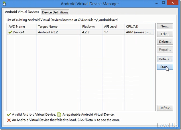 Managing AVDs with AVD Manager