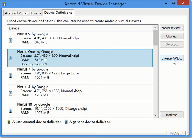 Managing AVDs with AVD Manager