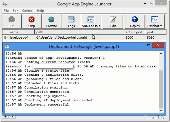 Deploy application to cloud with Google App Engine Launcher