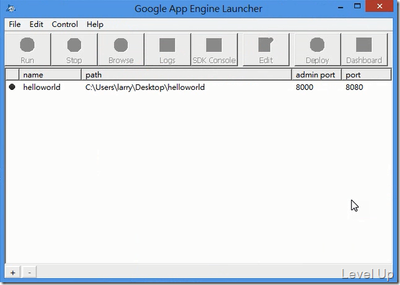 Create new application with Google App Engine Launcher