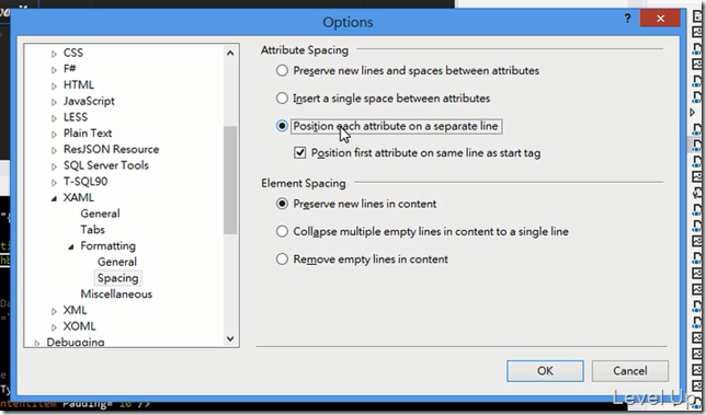 Formatting XAML Code