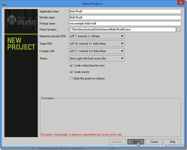 Create your first android app with Android Studio