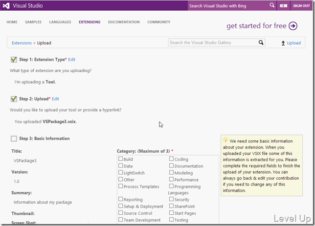 How to Upload a Visual Studio Extension to the Visual Studio Gallery