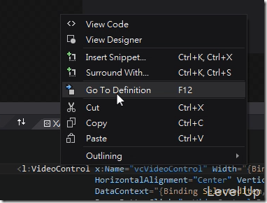 Visual Studio 2013 RC New Feature - XAML Editor's Go To Definition