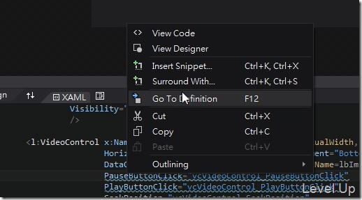Visual Studio 2013 RC New Feature - XAML Editor's Go To Definition