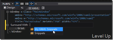 Visual Studio 2013 Preview New Feature - XAML Editor's Code Snippets