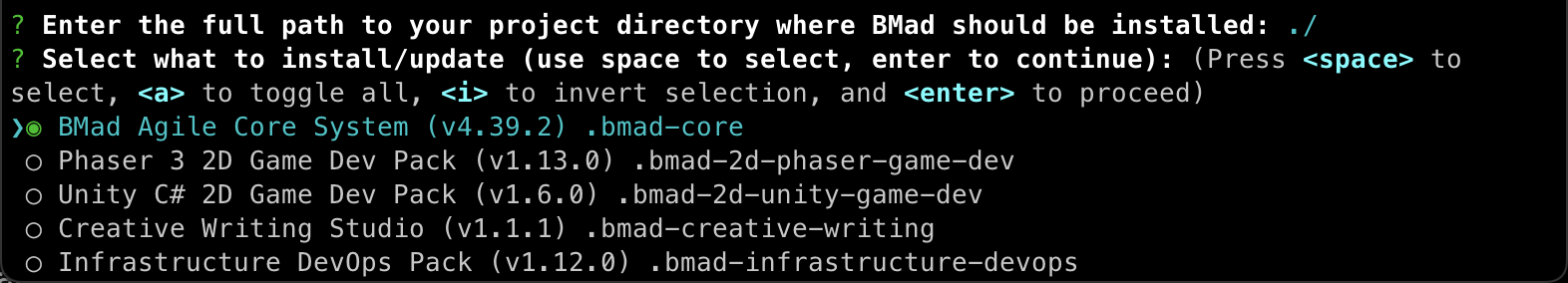 bmad-method install 3