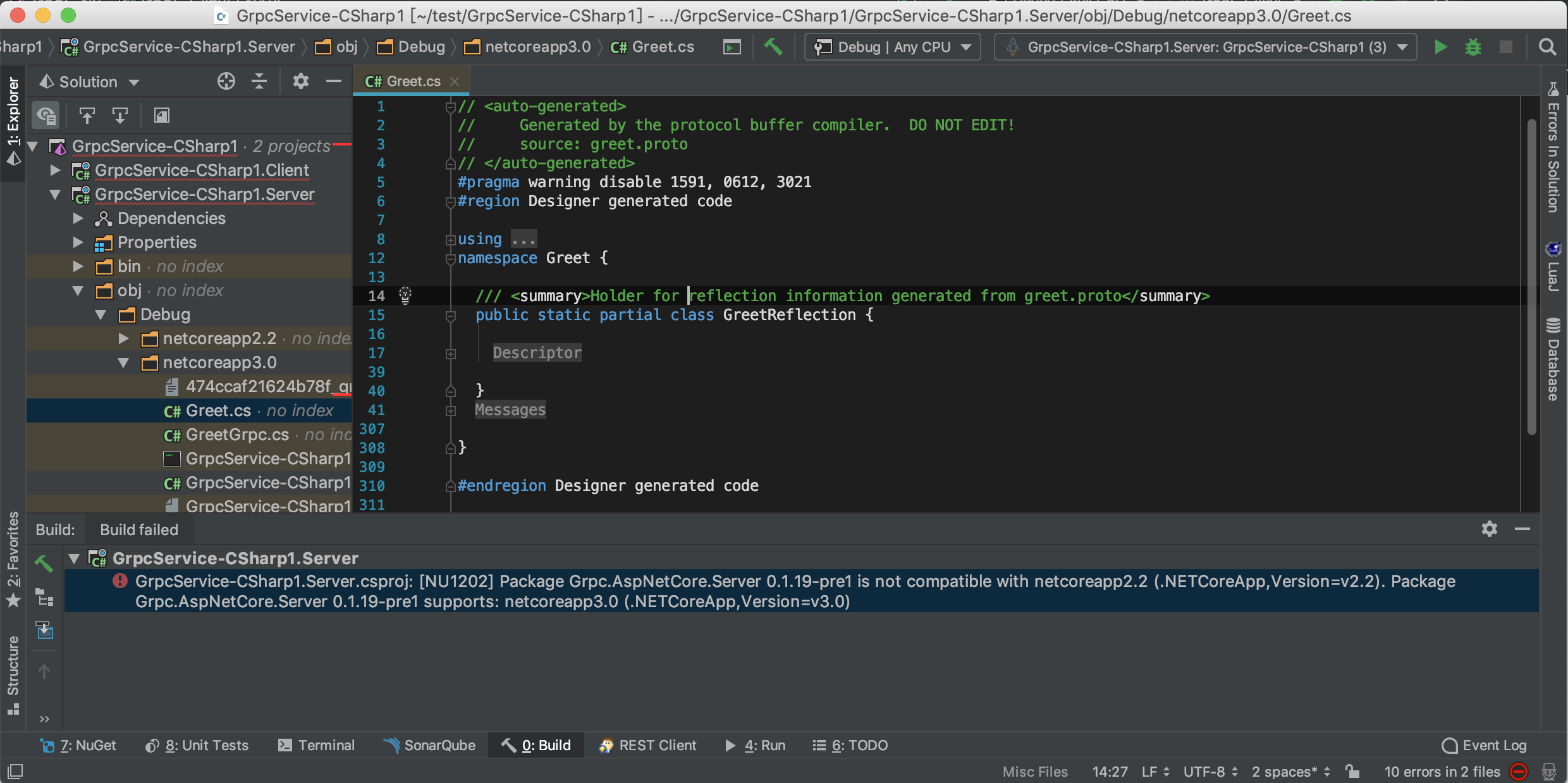 gRPC - Create service with ASP.NET Core